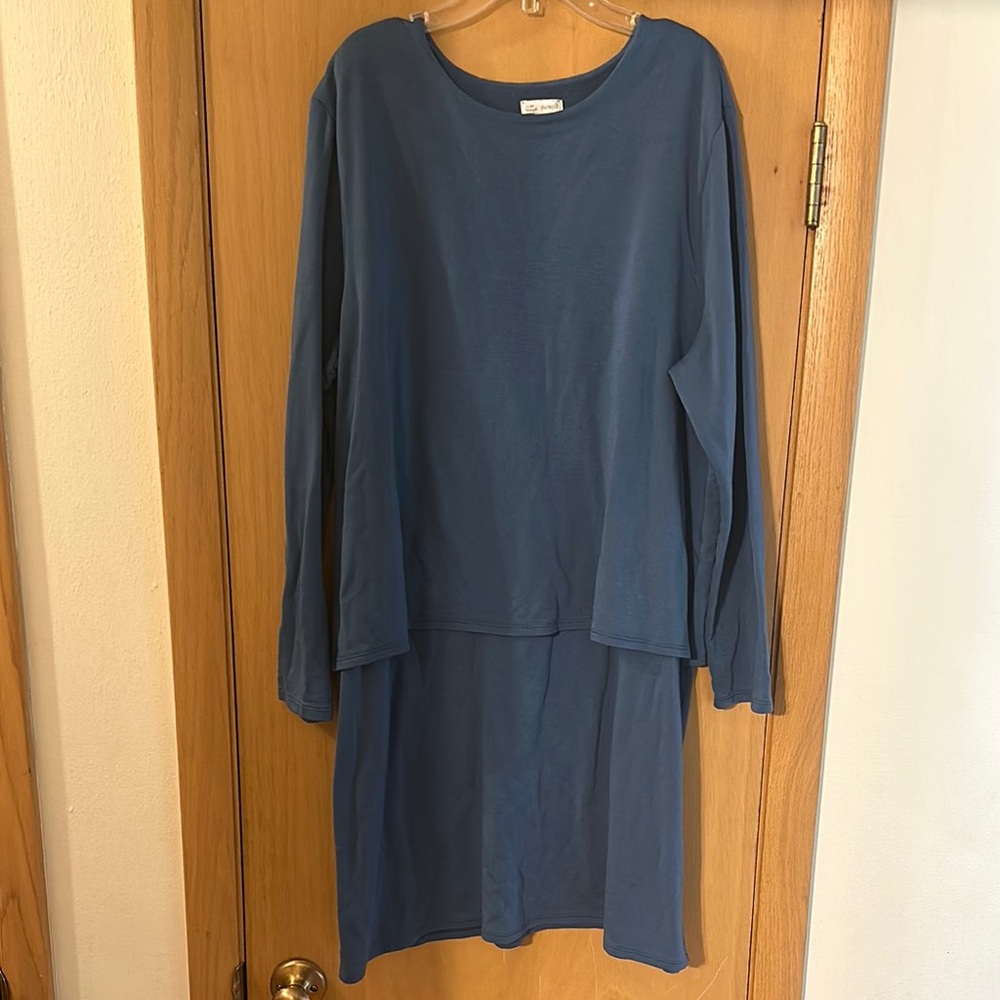 J. Jill Pure Jill Women’s Luxe Tencel Long Sleeve Layered Dress Bkue Size XL